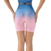 Shorts Feminino Cintura Alta Sem Costura e Flexível  Rosa e Azul - Marca Importado