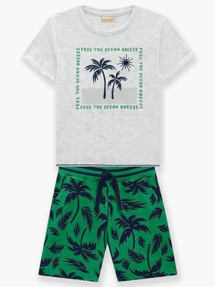 Conjunto Infantil Menino Camiseta   Bermuda Milon Mescla - Marca Milon