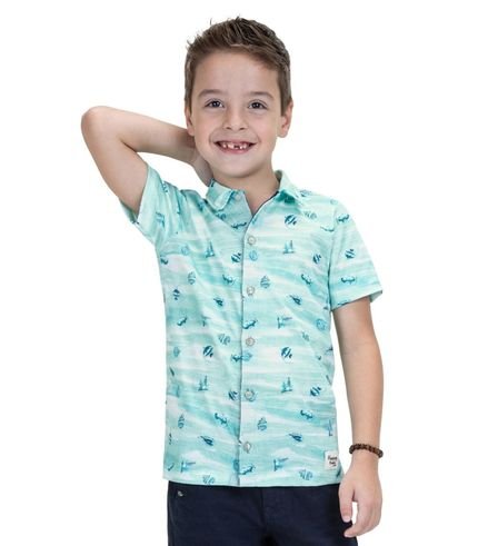 Camisa Infantil Masculina Peixinhos Trick Nick Verde - Marca Trick Nick