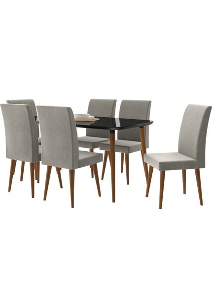 Conjunto Mesa de jantar Jade com 6 cadeiras pés palito Black RV Móveis - Marca Rv Móveis