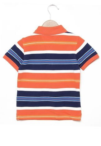 Camisa Polo Tommy Hilfiger Kids Infantil Listras Laranja