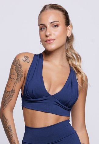 Top Feminino Vekyo Fitness com Bojo Vick Azul Marinho