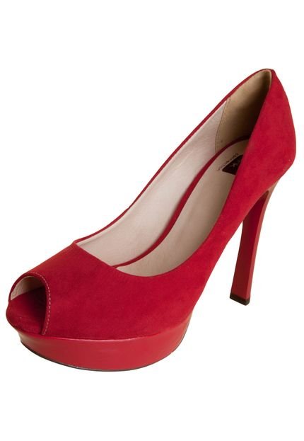 Peep Toe Pink Connection Liso Vermelho - Marca Pink Connection