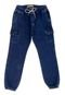 Calça Jeans Juvenil Menino Jogger Cargo Azul - Marca Crawling