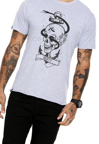 Camiseta Rusty Skull Anchor Cinza