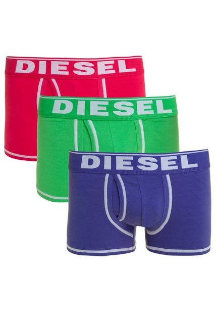 Kit Cuecas Diesel Boxer Colors 3 Peças Verde/Rosa/Roxo - Marca Diesel