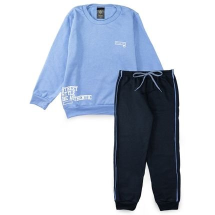 Conjunto Infantil Masculino Moletom On Rules Azul 0502 - Torrox - Marca Laluna Premium Inverno