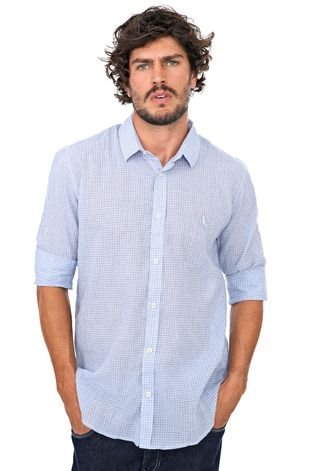 Camisa Reserva Reta Xadrez Azul/Marrom