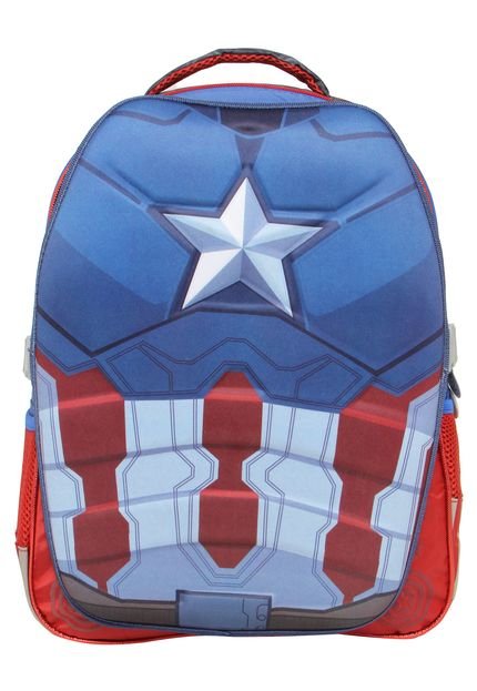 Mochila Xeryus Infantil Avengers Capitão América Azul/Vermelha - Marca Xeryus