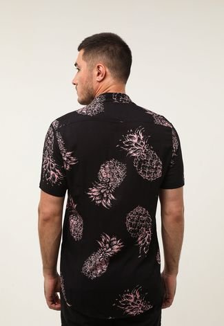 Camisa Guess Reta Hawaiian Pineapple Preta