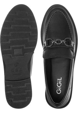 Mocassim Gigil Loafer Flat Casual Preto