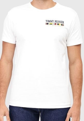 Camiseta Tommy Hilfiger Bordada Branca - Compre Agora