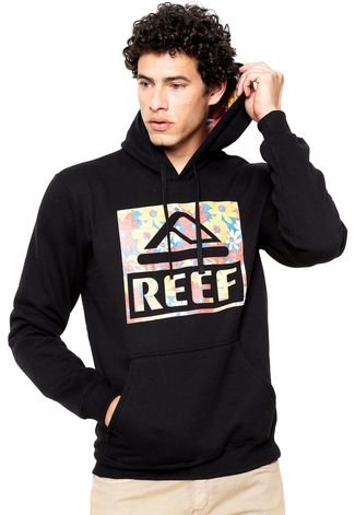 Moletom Flanelado Fechado Reef Hippie Logo Preto