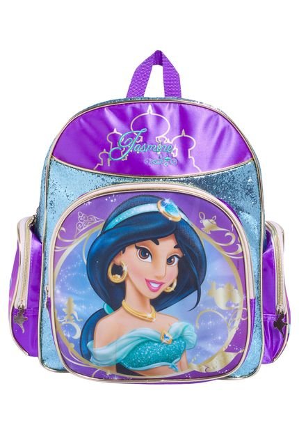 Mochila Princesas M Escolar Jasmine Roxa - Marca DMW