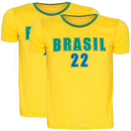 Kit 2 Camiseta Do Brasil Masculina Copa Do Mundo Manga Curta - Marca Zafina