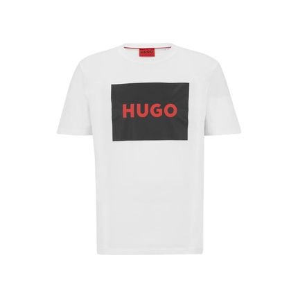 Camiseta De Algodão Com Etiqueta Vermelha - Marca HUGO