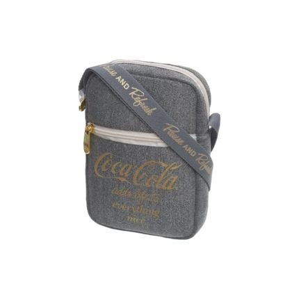 Bolsa Transversal Coca-Cola New Play - Cinza/Dourado - Marca Coca Cola Fashion