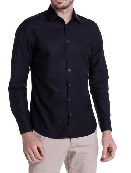 Camisa Dudalina Masculina Milano Tricoline Lisa Preta - Marca Dudalina