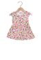 Vestido Curto Floral Abacaxi Infantil Branco/Rosa - Marca Duzizo