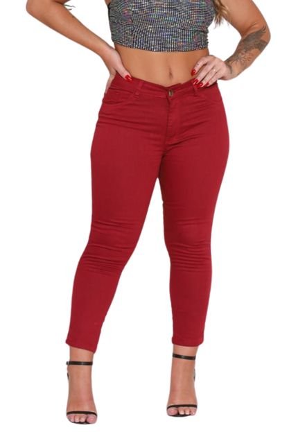 Calça Capri Vermelha Sarja Feminina Alleppo Jeans - Marca Alleppo Jeans