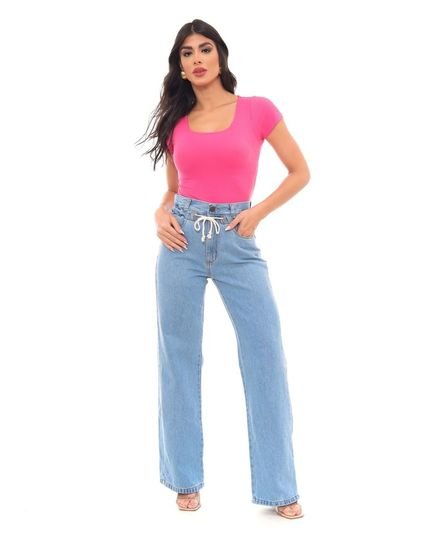Calça Jeans Wide Leg Feminina Cintura Alta Rope 22918 Média Consciência - Marca Consciência
