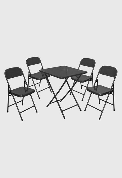 Conjunto Mesa C/ 4 Cadeiras Dobráveis Craquelado Açomix - Marca Açomix