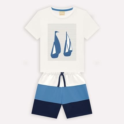 Conjunto Infantil Menino Milon Off  White - Marca Milon