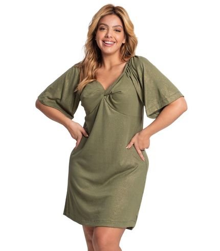 Vestido Plus Size Ribana Canelada Secret Glam Verde - Marca Secret Glam