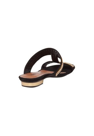 Rasteira DAFITI SHOES Strass Preta - Compre Agora