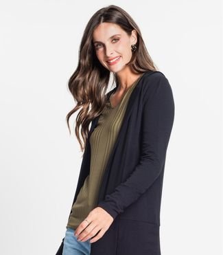 Cardigan Feminino Com Capuz Rovitex Preto