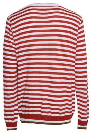 Suéter Colcci Tricot Listrado Branco/Vermelho