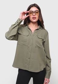 Blusa Defacto Oversized Long Sleeve Verde - Calce Oversize