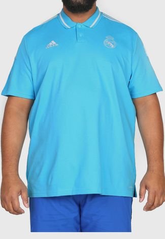 Camisa Polo adidas Performance Reta Real Madrid Azul