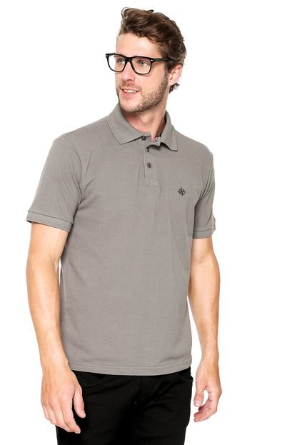 Camisa Polo FiveBlu Manga Curta Basic Embroidery Cinza - Marca FiveBlu