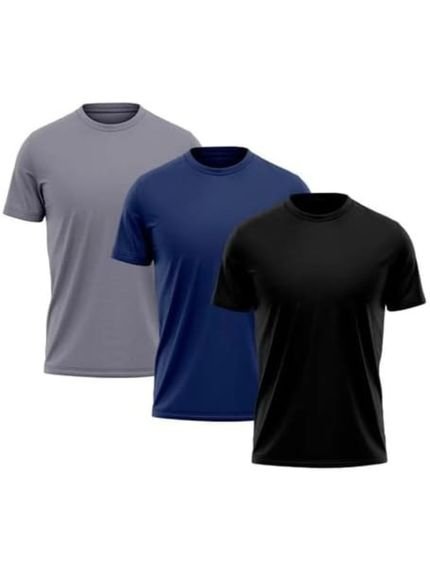 Kit com 3 Camisetas Slim Fitness Dryfit Proteção Solar UV 50 Manga Curta em Cores Sortidas - Marca Slim Fitness