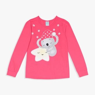 Pijama Infantil Menina Kyly Brilha no Escuro Rosa