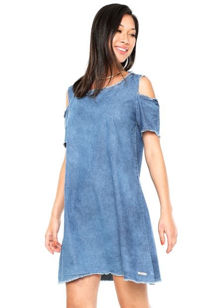 Vestido Curto Uber Jeans Desfiados Azul - Marca U Uberjeans