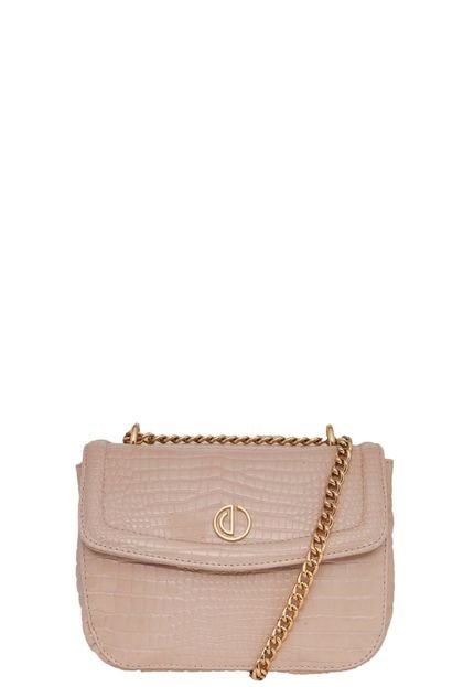 Bolsa Shoulder Pequena Dumond Croco Nude - Marca Dumond