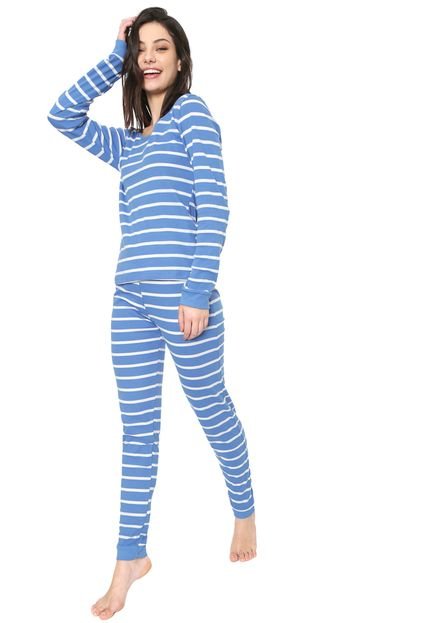 Pijama Bela Notte Listrado Azul - Marca Bela Notte