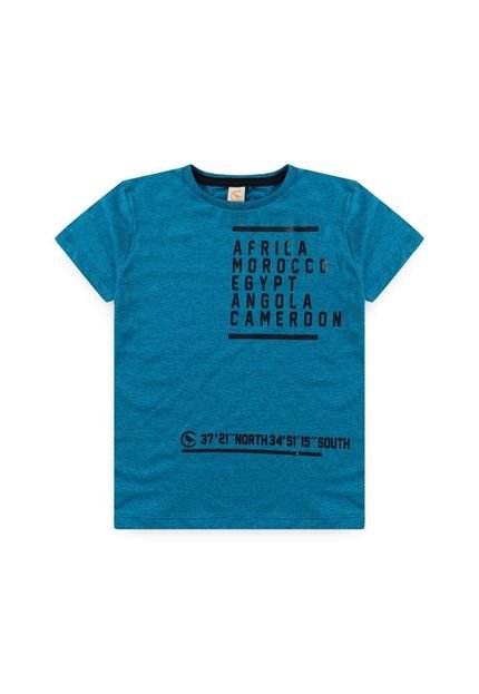Camiseta Infantil Continente Azul - Marca VIDA COSTEIRA