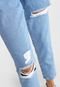 Calça Cropped Jeans Sawary Mom Destroyed Azul - Marca Sawary