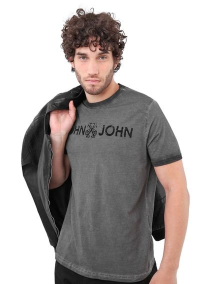 Camiseta John John Masculina JJ Rusty Logo Stone Cinza Chumbo - Marca John John