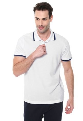 Camisa Polo Colombo Reta Listras Branca/Azul