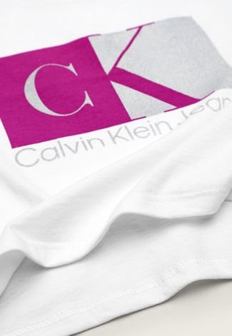 Camiseta Infantil Calvin Klein Kids Logo Bicolor Branca