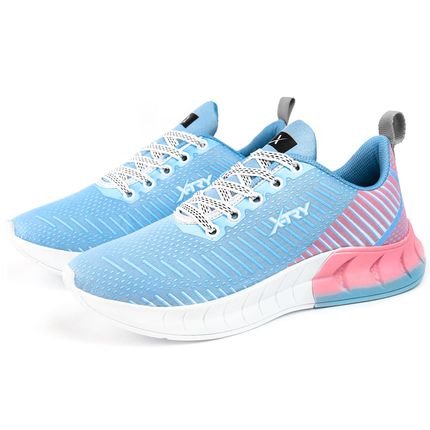 Tênis Feminino Xtry SapatoFran para Caminhada Esportivo Confortável Rosa Azul - Marca Sapatofran