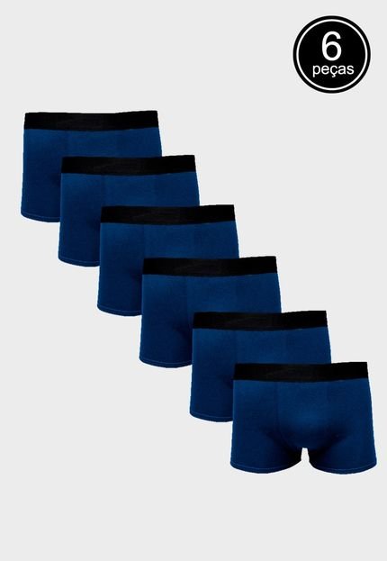 Kit Com 6 Cuecas Boxer Cotton Confort Part.B Azul Marinho - Marca Part.B