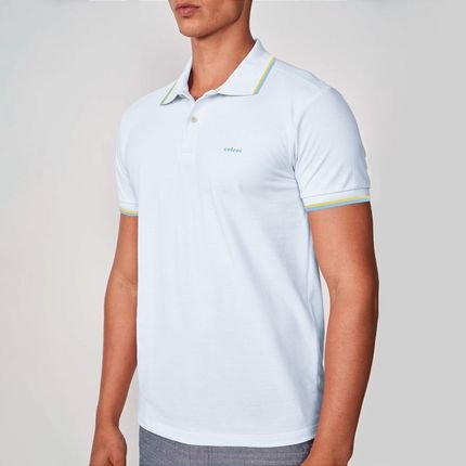 Camisa Polo Colcci 2 Lines Ve25 Branco Masculino - Marca Colcci