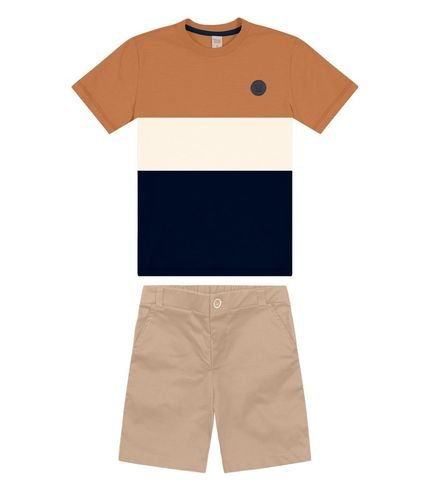 Conjunto Infantil Camiseta Com Bermuda Trick Nick Marrom - Marca Trick Nick