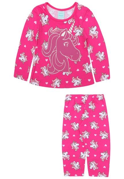 Pijama Kyly Longo Menina Brilha No Escuro Rosa - Marca Kyly