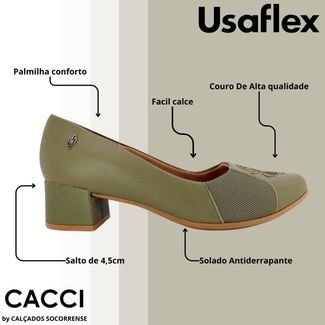 Sapato De Salto Feminino Conforto Salto Baixo Usaflex Aj0102